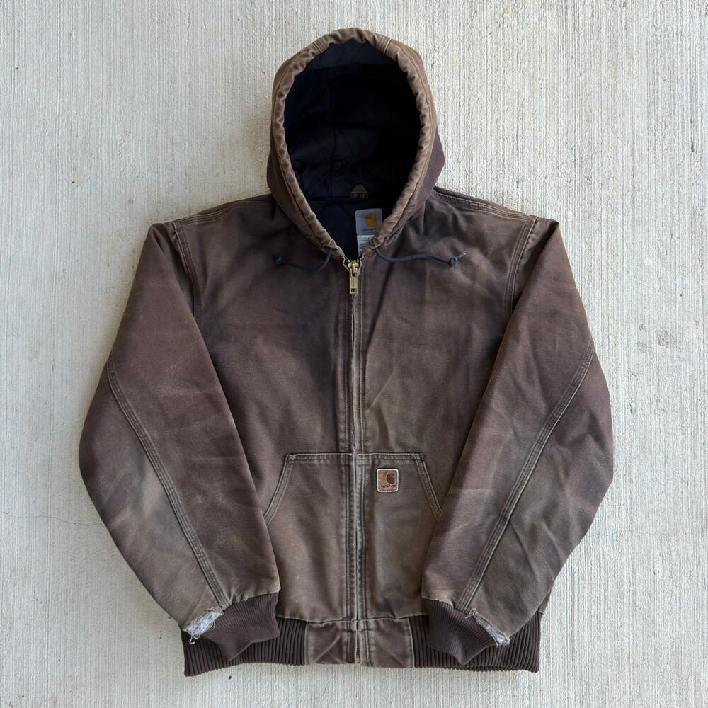Carhartt J130 DKB faded brown hooded work wear jacket